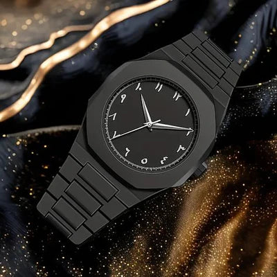 š„ Black Arabic Aura Watch ā Viral Stainless Steel Luxury (UAEās Favorite!)