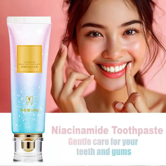 Oralhoe Nicotinamide Dazzle White Toothpaste – 100g Brightening Toothpaste with Niacinamide & Menthol for Deep Stain Removal & Fresh Breath