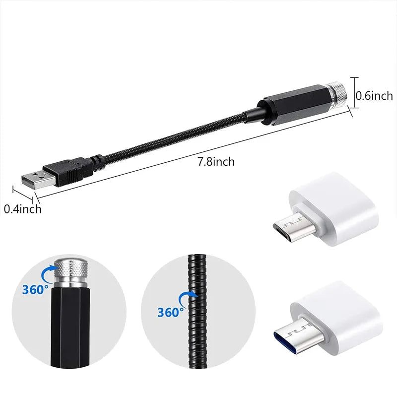 Romantic LED Star Projector – USB Galaxy Light for Car Roof & Interior Ambience