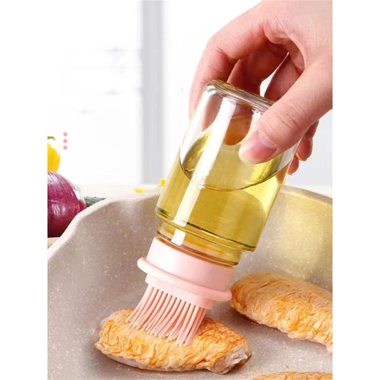 Portable Silicone Oil Bottle with Built-In Brush – High-Temperature BBQ & Baking Tool (150ml)