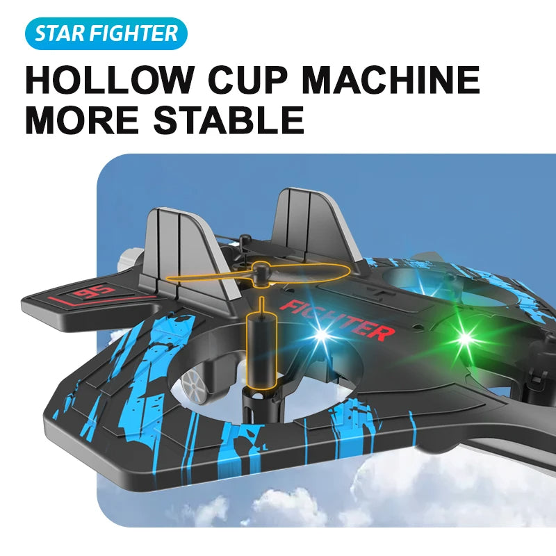 RC Star Fighter Drone Toy – Remote Control Jet with LED Lights, Cool Design & Easy Flying