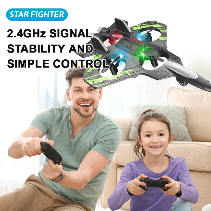 RC Star Fighter Drone Toy – Remote Control Jet with LED Lights, Cool Design & Easy Flying