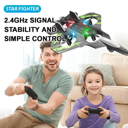 RC Star Fighter Drone Toy – Remote Control Jet with LED Lights, Cool Design & Easy Flying