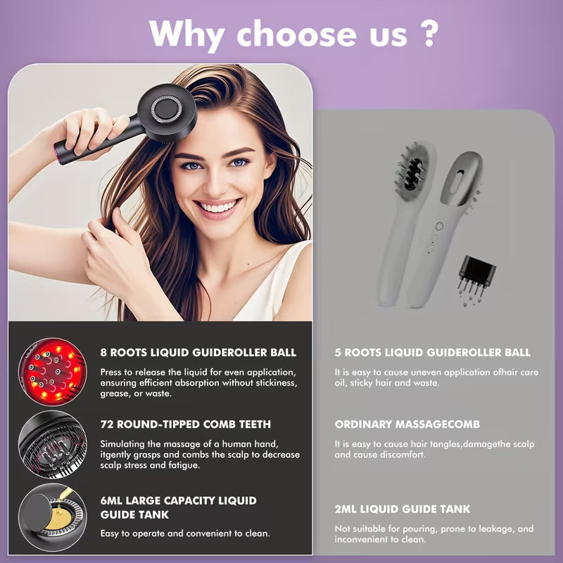 Electric Scalp Massager Brush with Oil Applicator – Hair Growth Tool