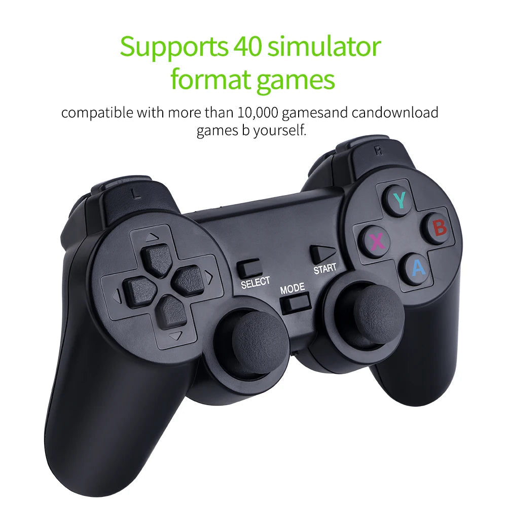 2.4G Wireless Gamepad Console with Mini Game Stick | 10,000+ Built-in Retro Games, 4K HDMI Output, Save & Search Features, Ideal for Family TV Gaming