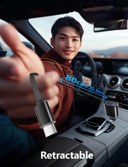 4 in 1 Retractable Car Charger with Starlight Roof Light