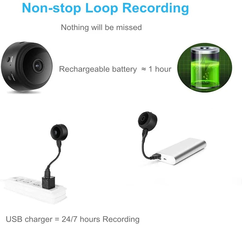 A9 Mini Wireless Security Camera – 1080P HD Portable Surveillance with Magnetic Mount