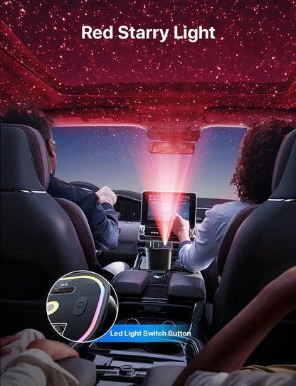 4 in 1 Retractable Car Charger with Starlight Roof Light