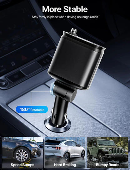 4 in 1 Retractable Car Charger with Starlight Roof Light