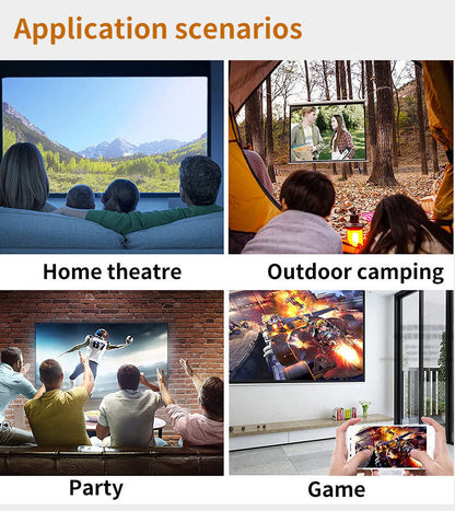 Portable HD Mini Projector – 120" Home Theater with Built-in Speakers