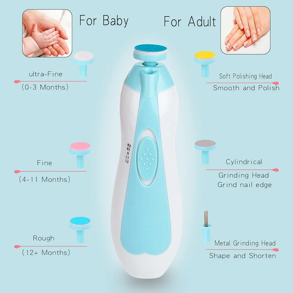 Baby Electric Nail Trimmer Set – Safe, Whisper-Quiet, LED Grooming Kit