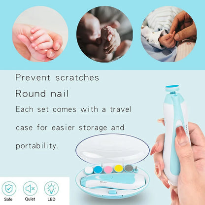 Baby Electric Nail Trimmer Set – Safe, Whisper-Quiet, LED Grooming Kit