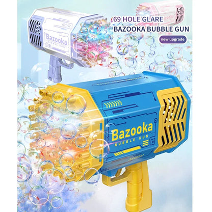 Bazooka Bubble Gun – 69-Hole Rechargeable Bubble Blaster Toy