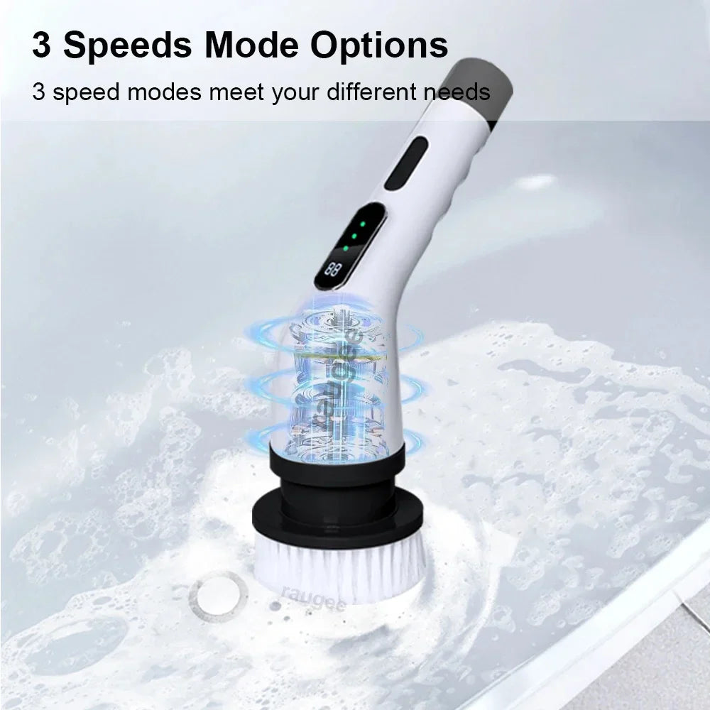 Electric Cleaning Brush – Cordless Spin Scrubber with Replaceable Heads
