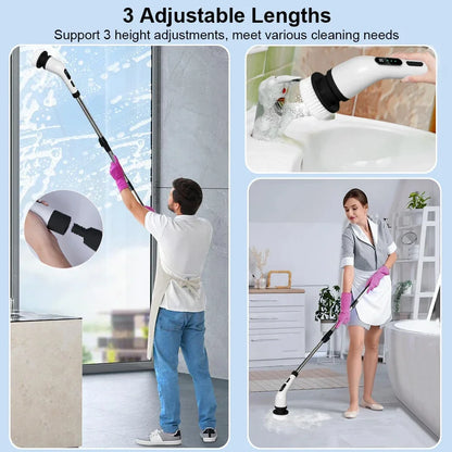 Electric Cleaning Brush – Cordless Spin Scrubber with Replaceable Heads