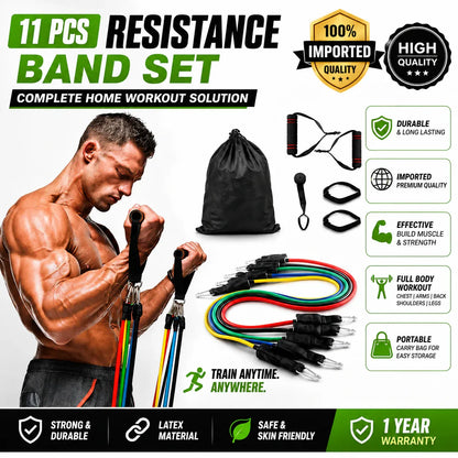 11-Piece Resistance Band Set for Home Gym