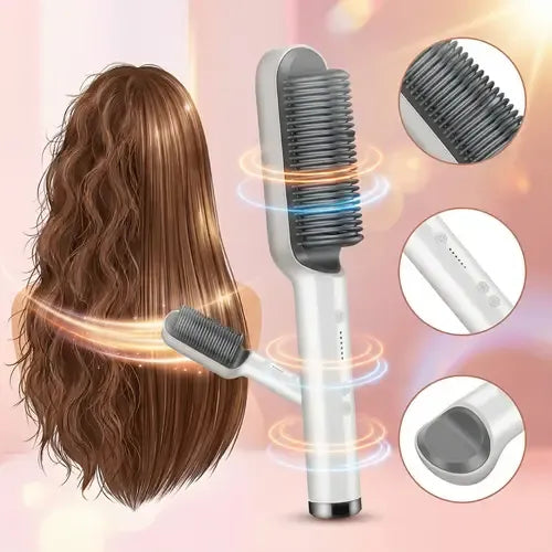 Hair Straight & Curly Comb Brush With 5 Levels Heat