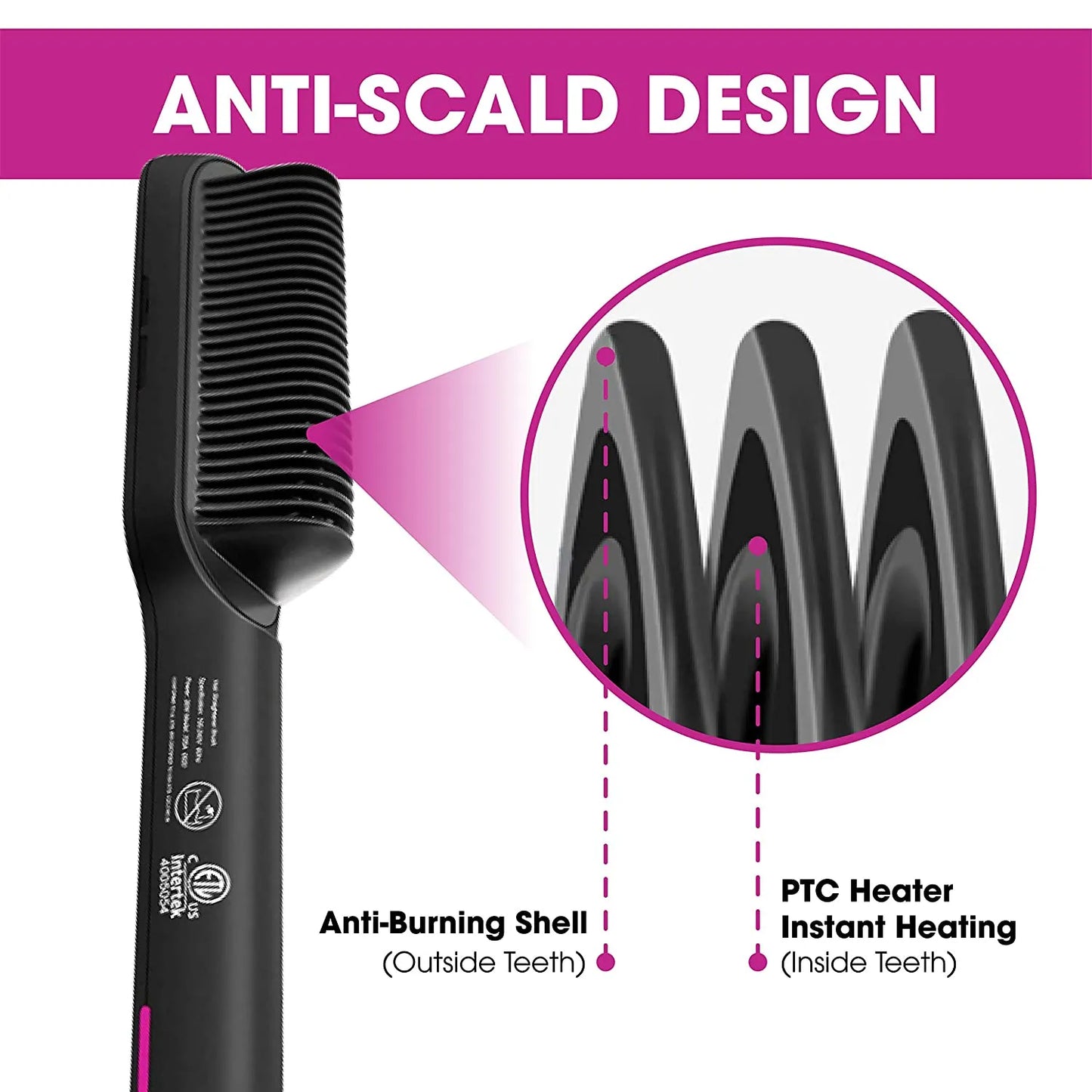 Hair Straight & Curly Comb Brush With 5 Levels Heat