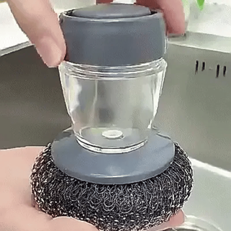 Liquid Adding Pot Washing Brush – Soap Dispensing Kitchen Scrubber with Replaceable Head
