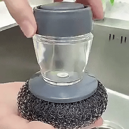 Liquid Adding Pot Washing Brush – Soap Dispensing Kitchen Scrubber with Replaceable Head