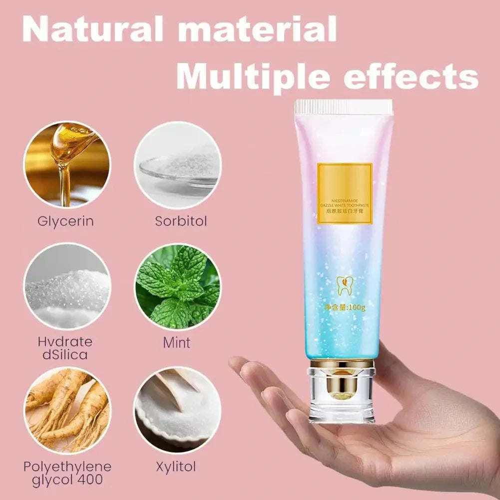 Oralhoe Nicotinamide Dazzle White Toothpaste – 100g Brightening Toothpaste with Niacinamide & Menthol for Deep Stain Removal & Fresh Breath