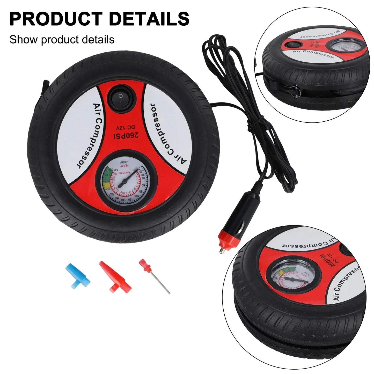 Portable 12V Air Compressor Pump – Compact Tire Inflator