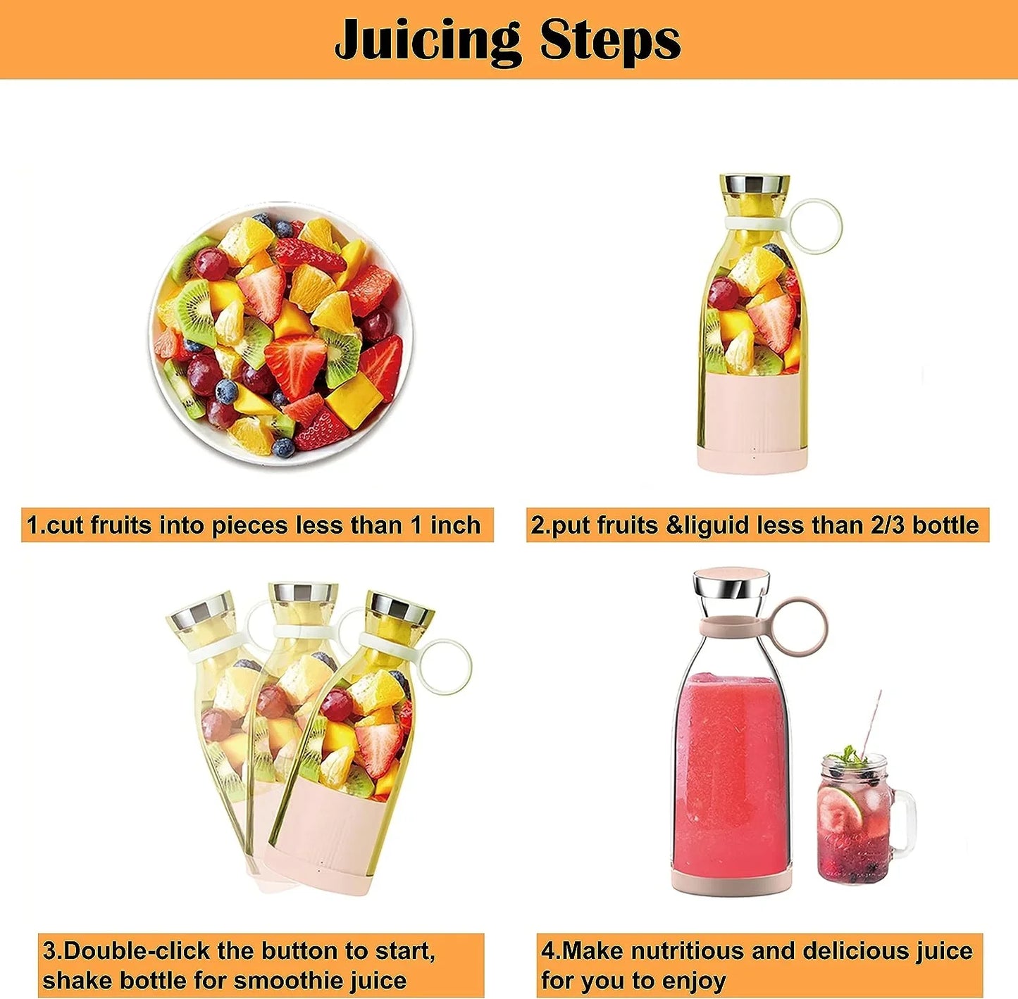 Portable Juicer Bottle | Mini Rechargeable Blender