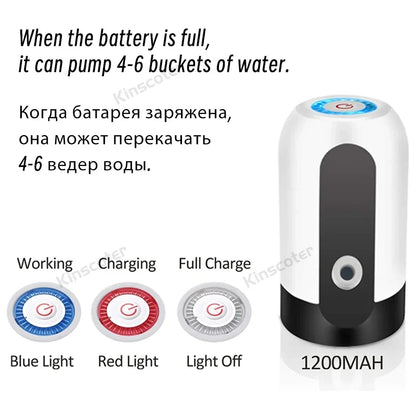 Water Bottle Pump – Electric USB Rechargeable Automatic Dispenser
