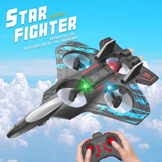 RC Star Fighter Drone Toy – Remote Control Jet with LED Lights, Cool Design & Easy Flying