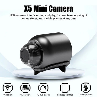 X5 StealthCam Pro – 1080P WiFi Spy Camera with Night Vision & 140° Wide-Angle Lens