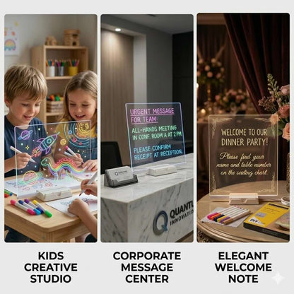DIY LED Writing Board – Colorful Acrylic Note Pad with Stand & Reusable Pens