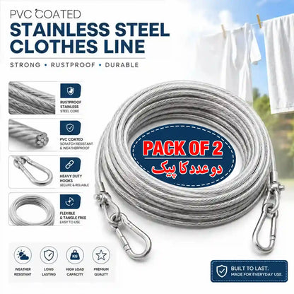 Heavy-Duty PVC-Coated Stainless Steel Clothesline
