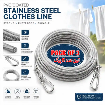 Heavy-Duty PVC-Coated Stainless Steel Clothesline