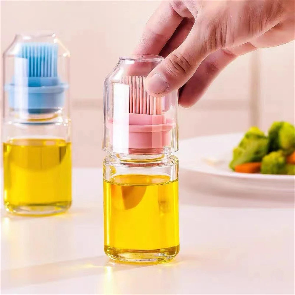 Portable Silicone Oil Bottle with Built-In Brush – High-Temperature BBQ & Baking Tool (150ml)